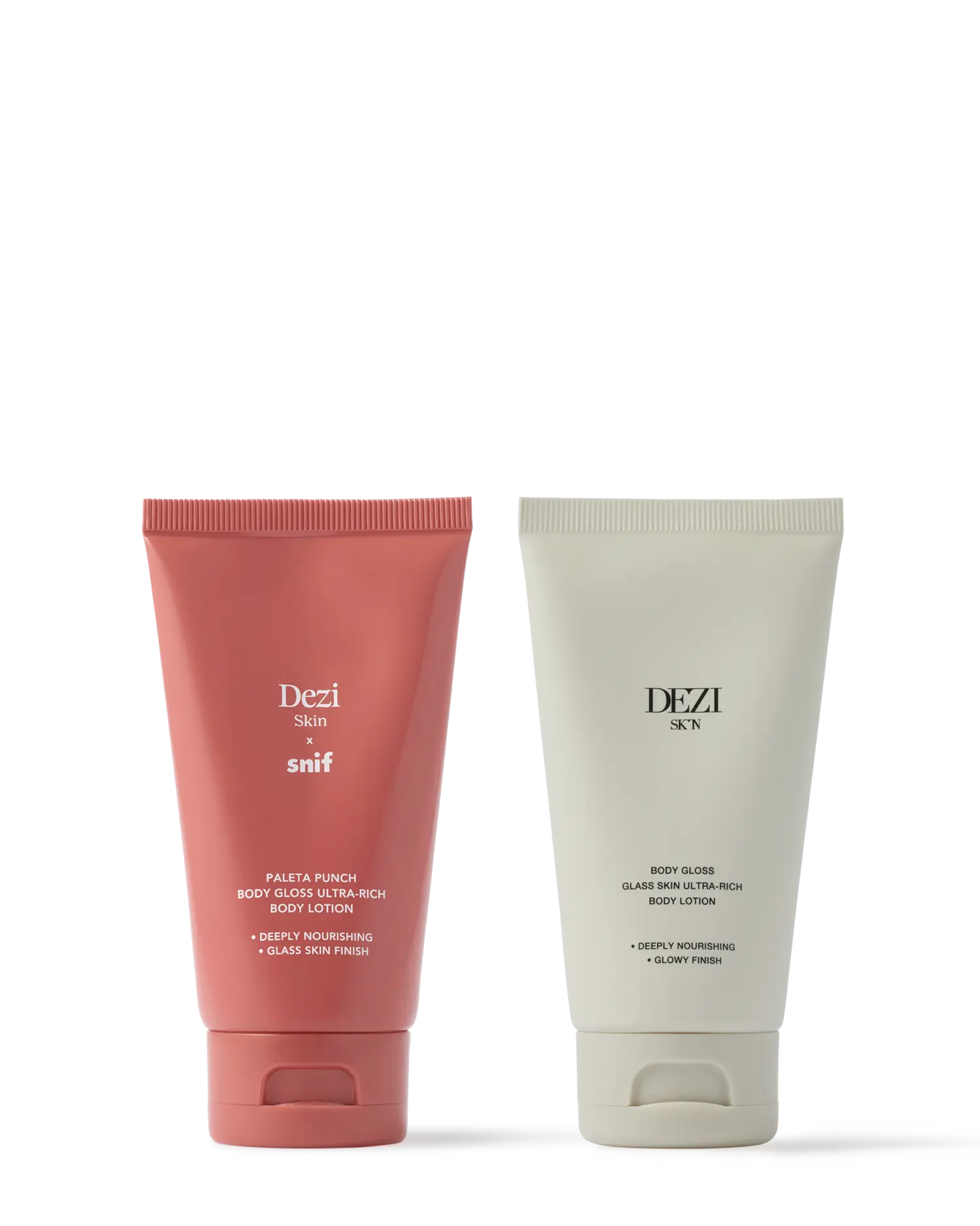 Body Gloss Travel Size Bundle: Body Gloss Ultra-Rich Body Lotion + Body Gloss DEZI SKIN x SNIF Body Lotion